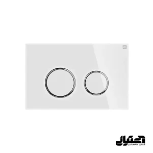 کلید فلاش تانک توکار ایران مدل گرد شیشه سکوریت سفید یخچالی کد 26