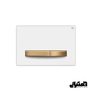 کلید فلاش تانک توکار ایران مدل پرایم سفید یخچالی با دکمه طلایی کد 546