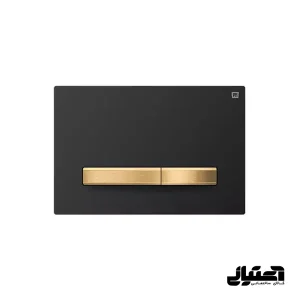 کلید فلاش تانک توکار ایران مدل پرایم مشکی مات با دکمه طلایی کد 576